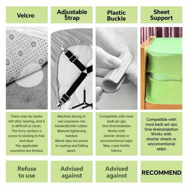 4pc Fixed Single Clamp Anti-slip And Anti-slip Movement Prevention Device. Invisible Needleless Bed Sheet Fasteners. C-shaped Bed Sheet Clamps. Enhanced Anti-slip Clamps.