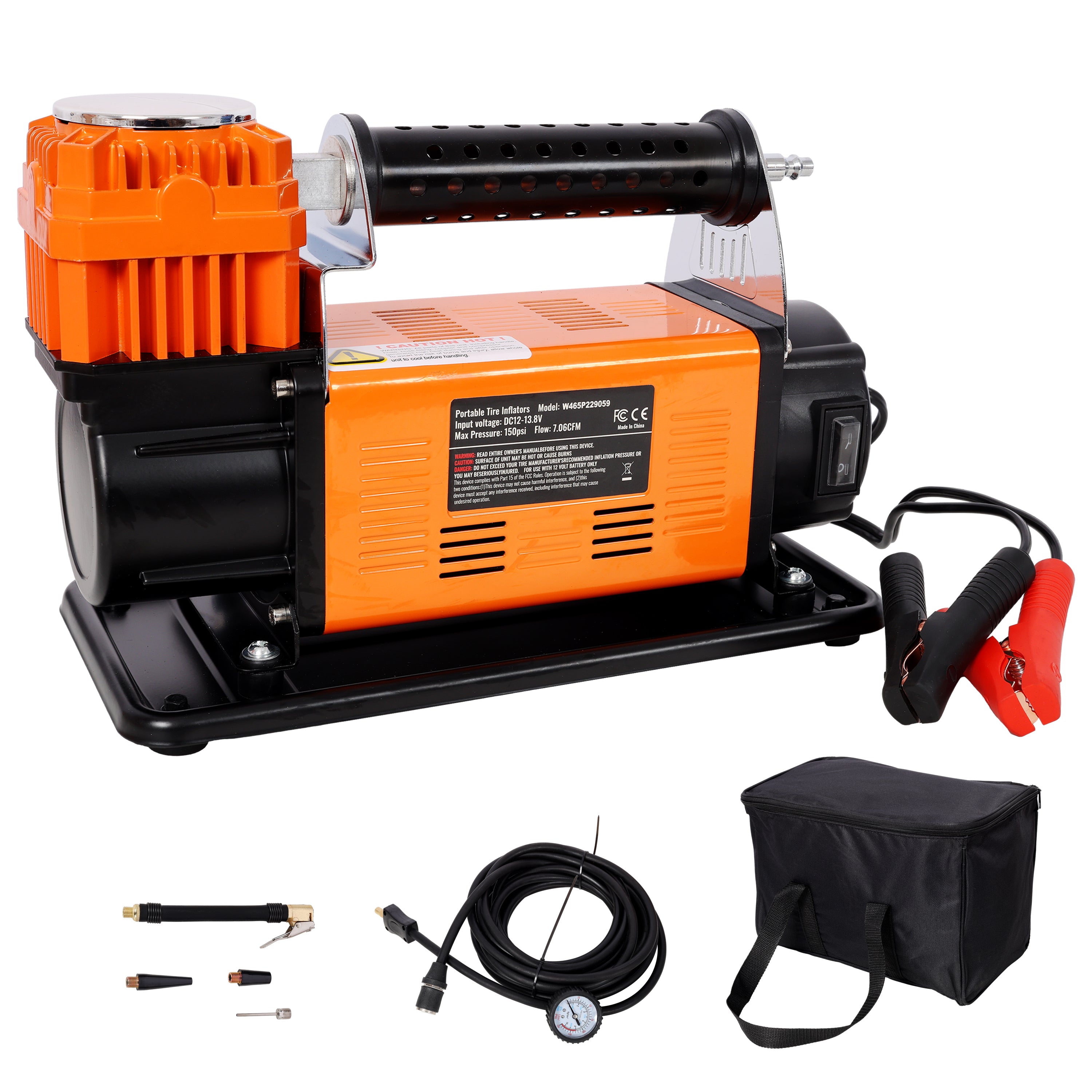 12V Heavy Duty Air Compressor,Tire Inflator With Pressure Gauge, Max 150 PSI,Tire Inflator Air  For  Car, SUV, RV, Truck