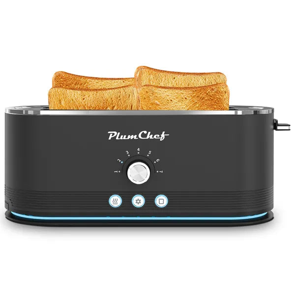 4-Slice Toaster, 7 Browning Settings, Defrost/Reheat Functions, Removable Crumb Tray, Full Body Stainless Steel Housing, Anti-Fingerprint, Anti-Jam, 1350W, Black