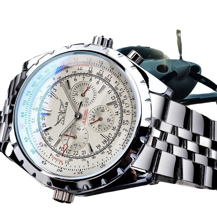 Casual Hollow Multi-function Large Dial Mechanical Watch