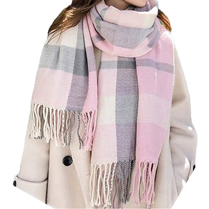 Couple Winter Scarf - Thick Warm Polyester Tassel Shawl Wrap, 180x70cm Unisex Scarves For Women & Men, Christmas Thanksgiving Gift