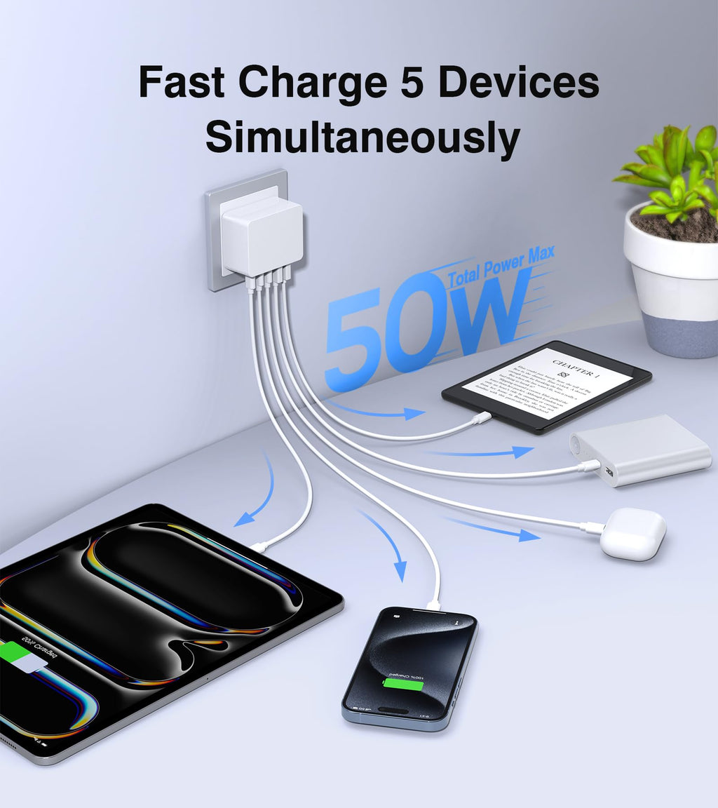 Multi Port Charger Compatible With Apple And Samsung Phones 2C 2A Charging Head 4port Charger