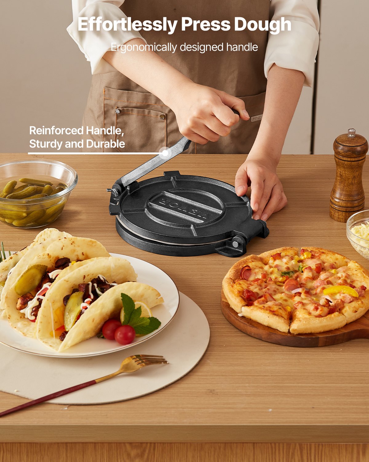 8 Inch Tortilla Press Chapati Maker Roti Dough Maker Heavy Duty Cast Iron