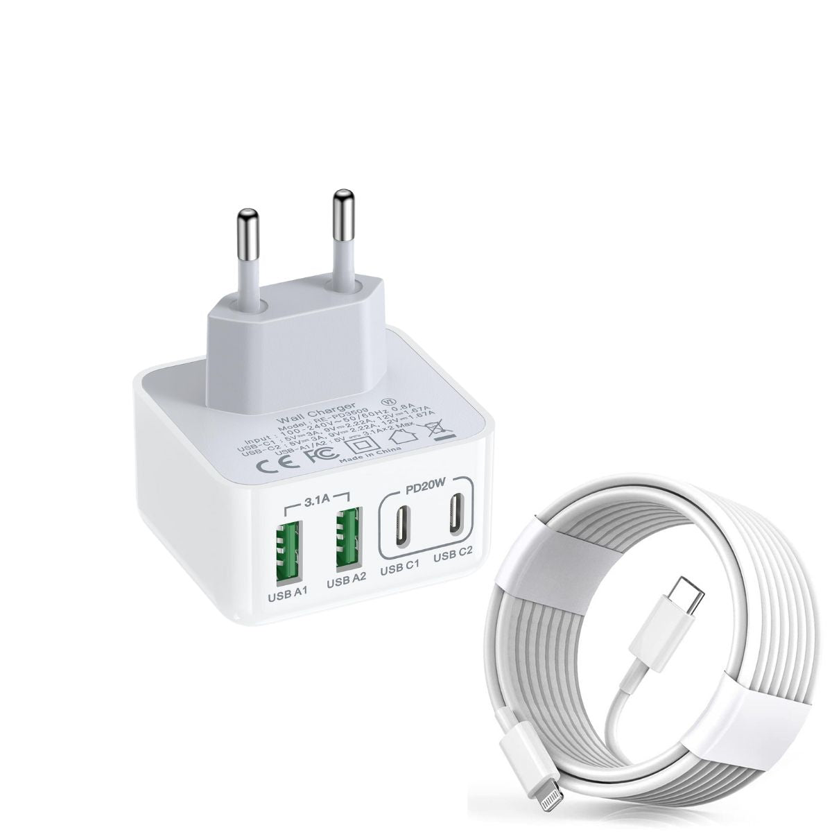 Multi Port Charger Compatible With Apple And Samsung Phones 2C 2A Charging Head 4port Charger
