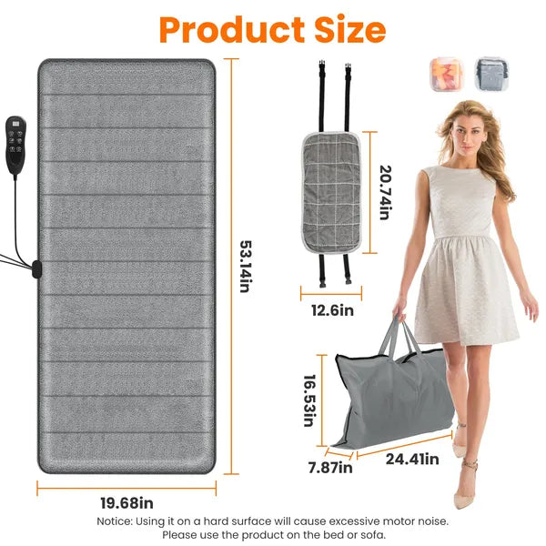 Full Body Electric Massage Mat With Heat Vibration Massage Pad Cushion Back Massage Mattress Chair Pad With Neck Massage Pillow With 10 Vibration Motors Timer