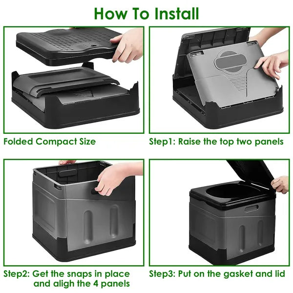 Portable Toilet For Car Camping Boating Hiking Outdoor Travel Potty With Carry Bag Foldable Emergency Toilet With Lid Trash Bags