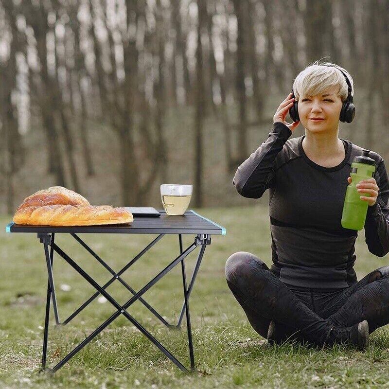 Folding Camping Table Light Weight Portable Aluminium Frame Outdoor Picnic Bag