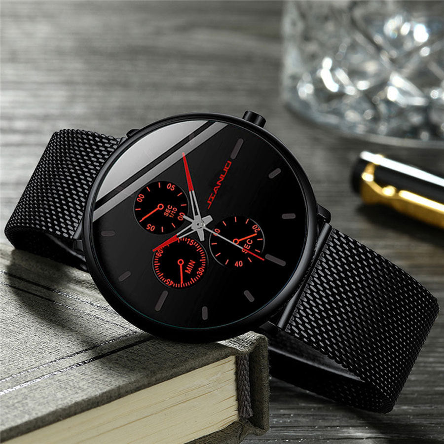 Men's Mesh-band Quartz Casual Business Luminous Watch