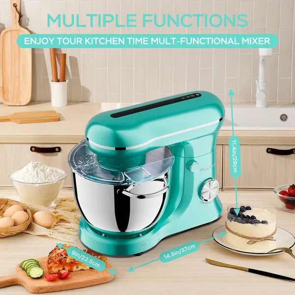 5L & 4.5L Dual  Bowls Stand Mixer, 10 Speed Tilt-Head Food Mixer With Electronic Timer, Dough Mixer With Dishwasher Safe Stainless Steel Bowls, Dough Hook, Flat Beater, Whisk For Baking,  Blue