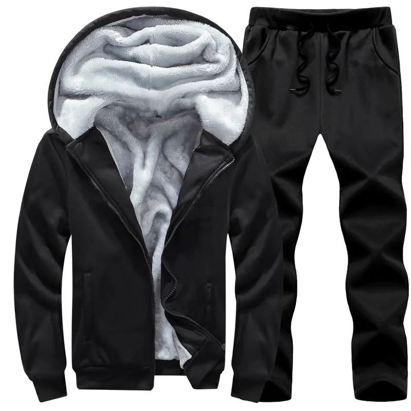 9XL Plus Size Men's Clothing Winter Custom Sweatsuit Sport Tracksuit Coat Hoodie and Jogger Pants Set Fleece Men 2 Pieces Set