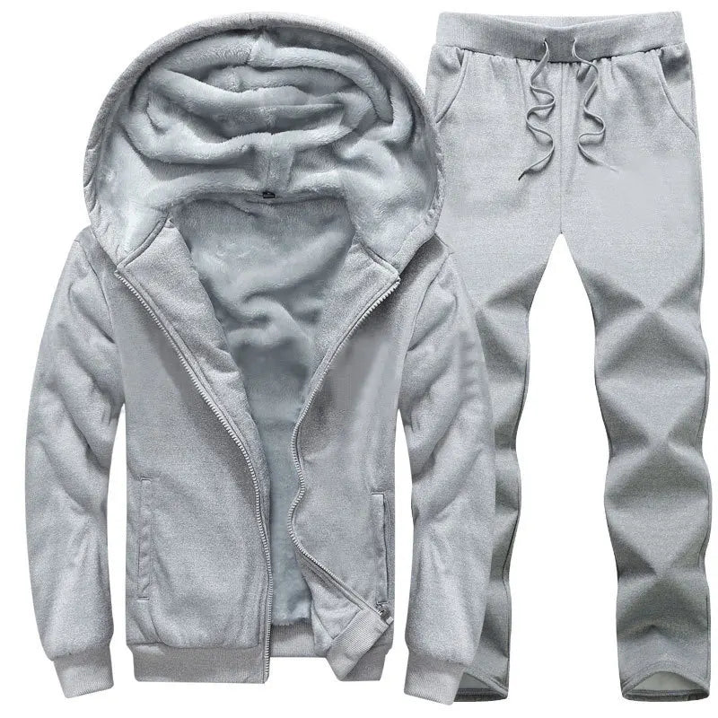9XL Plus Size Men's Clothing Winter Custom Sweatsuit Sport Tracksuit Coat Hoodie and Jogger Pants Set Fleece Men 2 Pieces Set