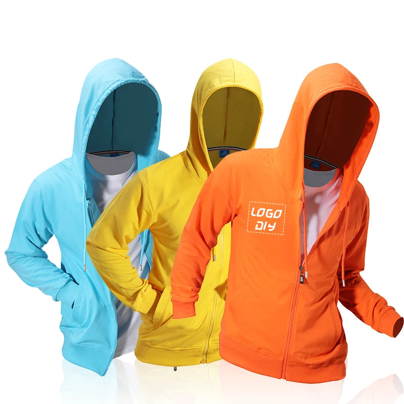 Custom Logo Thin Zipper Men's Hoodies Plus Size 100% Cotton Hooded Sweatshirts Over Size Hoodies