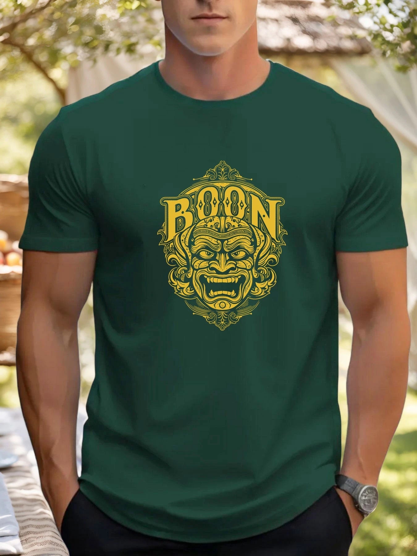 T Shirts For Men Mask 100% Cotton Graphic Printing Summer Round Neck T-Shirt Casual Breathable Street Style Daily Top