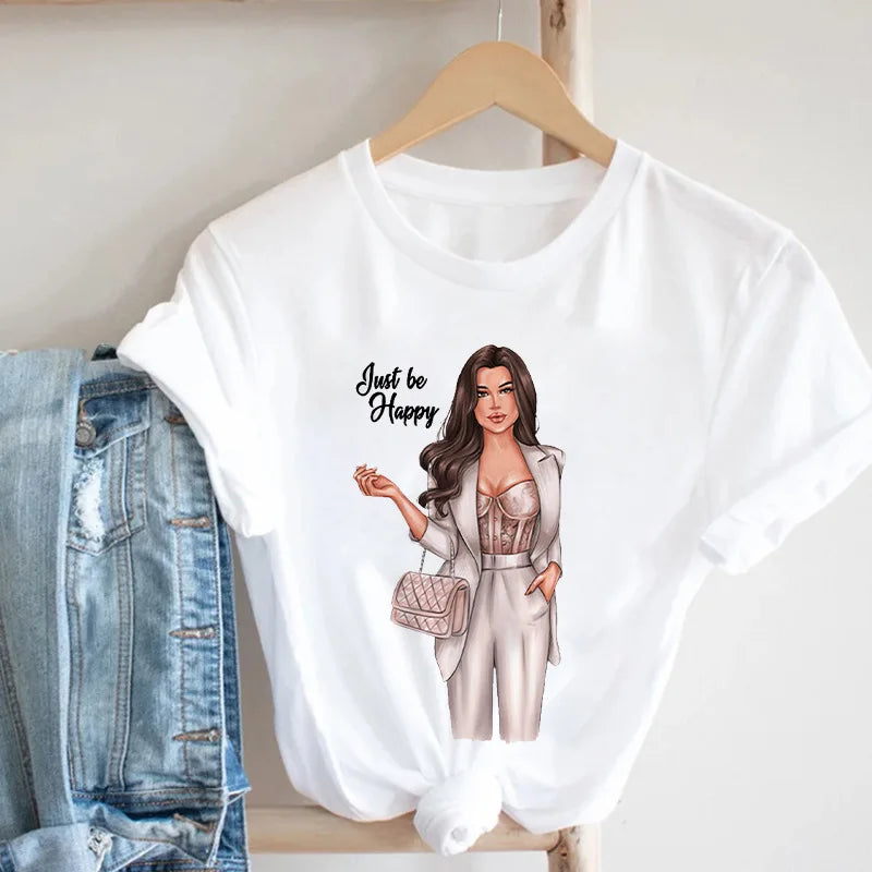 Tshirt Women Tops Tee Reading Books Girl Print Casual Ladies Aesthetic Clothes  Graphic T Shirts  Harajuku