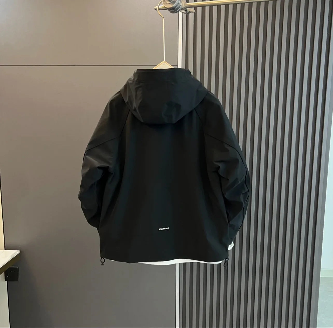 Jacket outerwear for men, windproof top, solid color hooded fashion new casual loose workwear trend