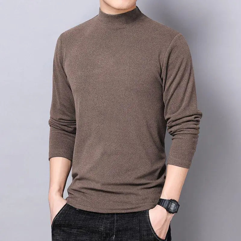 Winter Long Sleeve T-Shirt for Men Warm Mock Neck Tee for Cold Weather Comfortable Casual Top