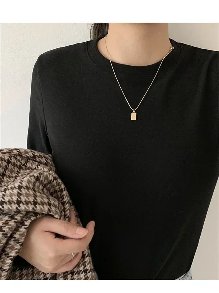 Winter Women Sweater T Shirt Women  Oversize T-Shirt Woman Clothes Female Tee Tops Pullover Long Sleeve Tube Knitted Tshirt Top