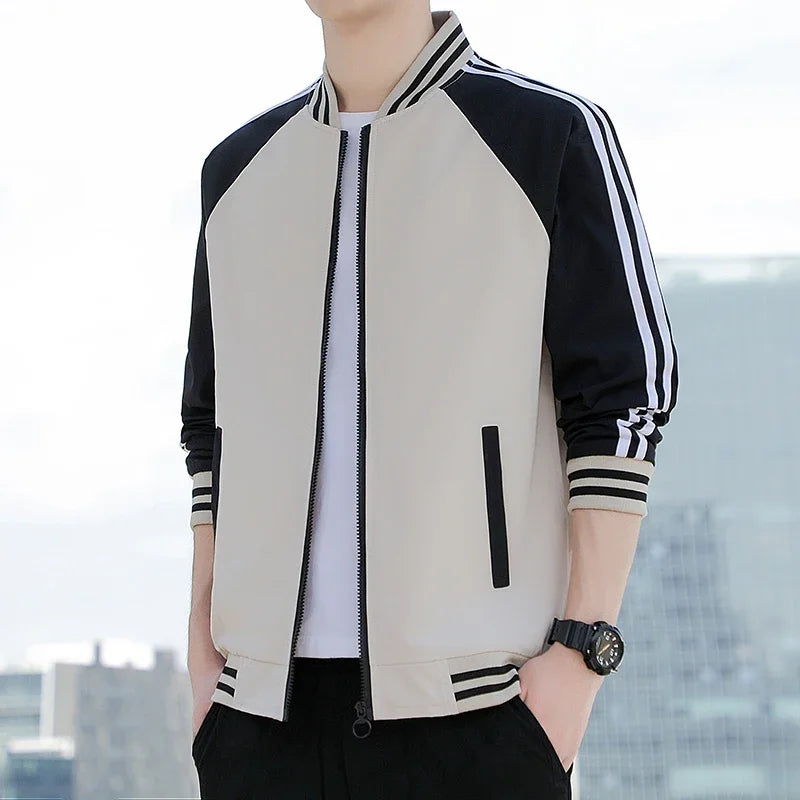 Men s jacket  versatile for spring and autumn casual and fashionable style windproof  waterproof simple and trendy jacket