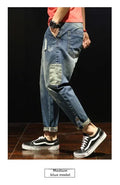 Trendy Brand Men's Jeans Loose Fit Casual Style Japanese Design Cropped Pants For Overweight Men New Arrival 2023