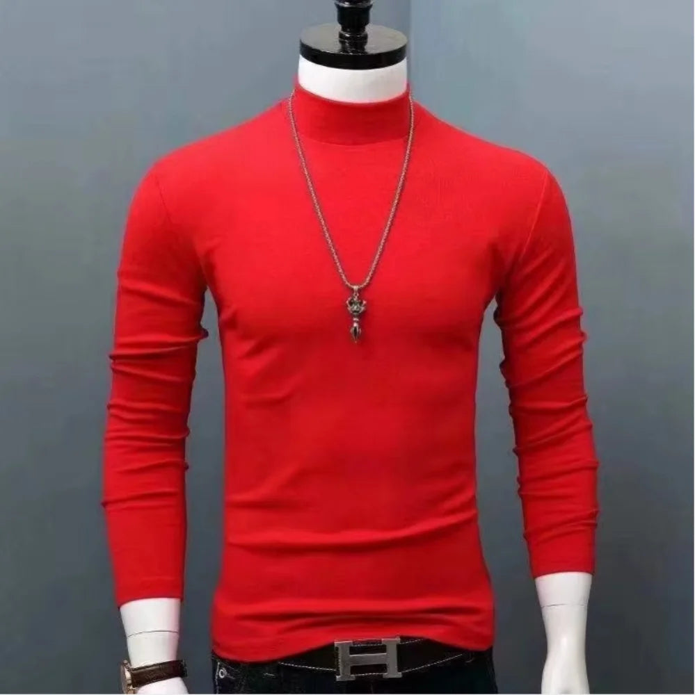 Men's Original Shirts Fall/Winter T-Shirt Fashionable Inner Wear for Men Slim Fit Turtleneck Shirt Solid Black Long Sleeve Shirt