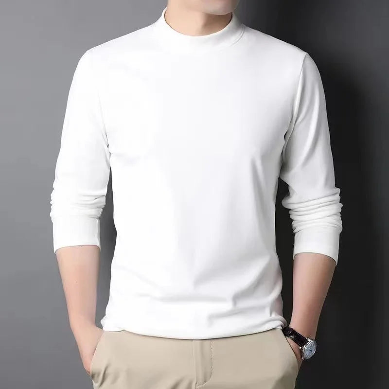 Winter Long Sleeve T-Shirt for Men Warm Mock Neck Tee for Cold Weather Comfortable Casual Top