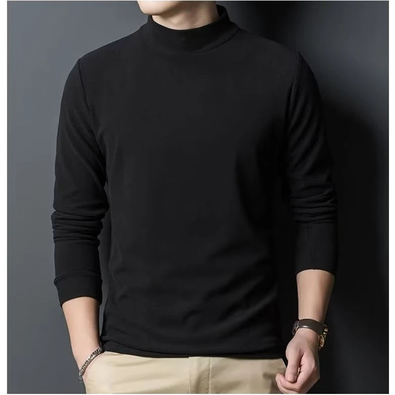 Winter Long Sleeve T-Shirt for Men Warm Mock Neck Tee for Cold Weather Comfortable Casual Top