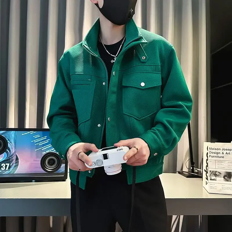 Jacket for Men Short Green Man Coat Cargo New in Y2k Cold High Quality Vintage Joker Luxury Designer Original Brands Cheap Sale