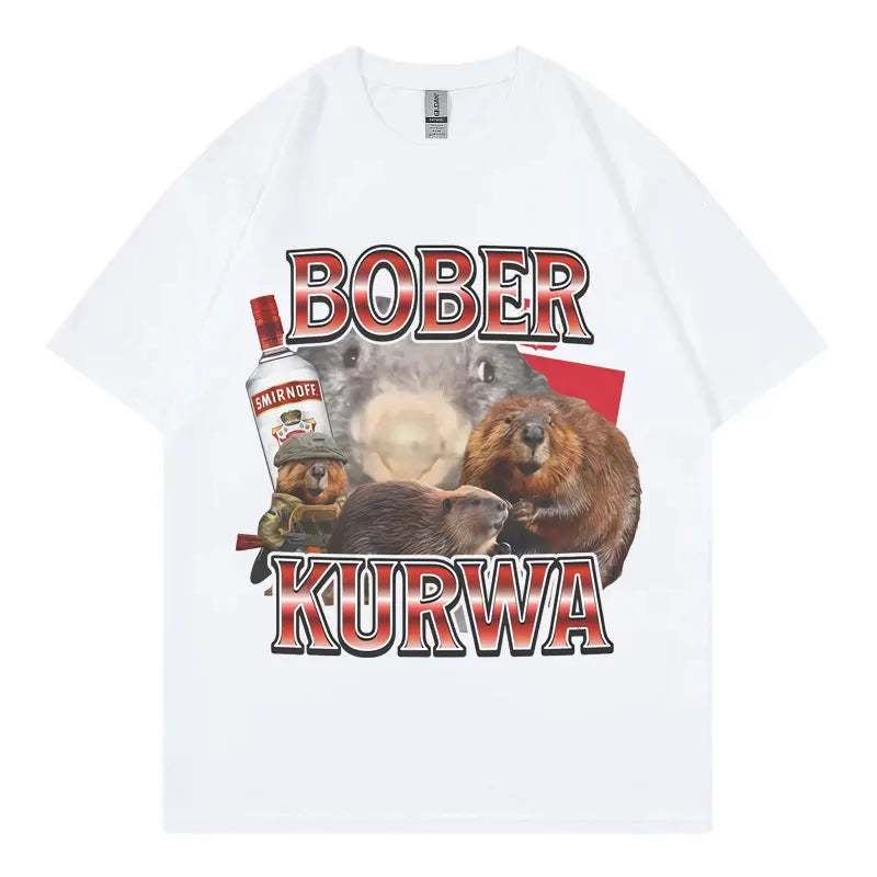 Tee Shirt Homme Graphic T-Shirts Men Tshirt for Men Ropa Hombre Bober Kurwa Fun Mouse Meme Short Sleeved Round Neck Y2k Tshirt