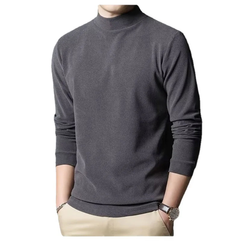 Winter Long Sleeve T-Shirt for Men Warm Mock Neck Tee for Cold Weather Comfortable Casual Top