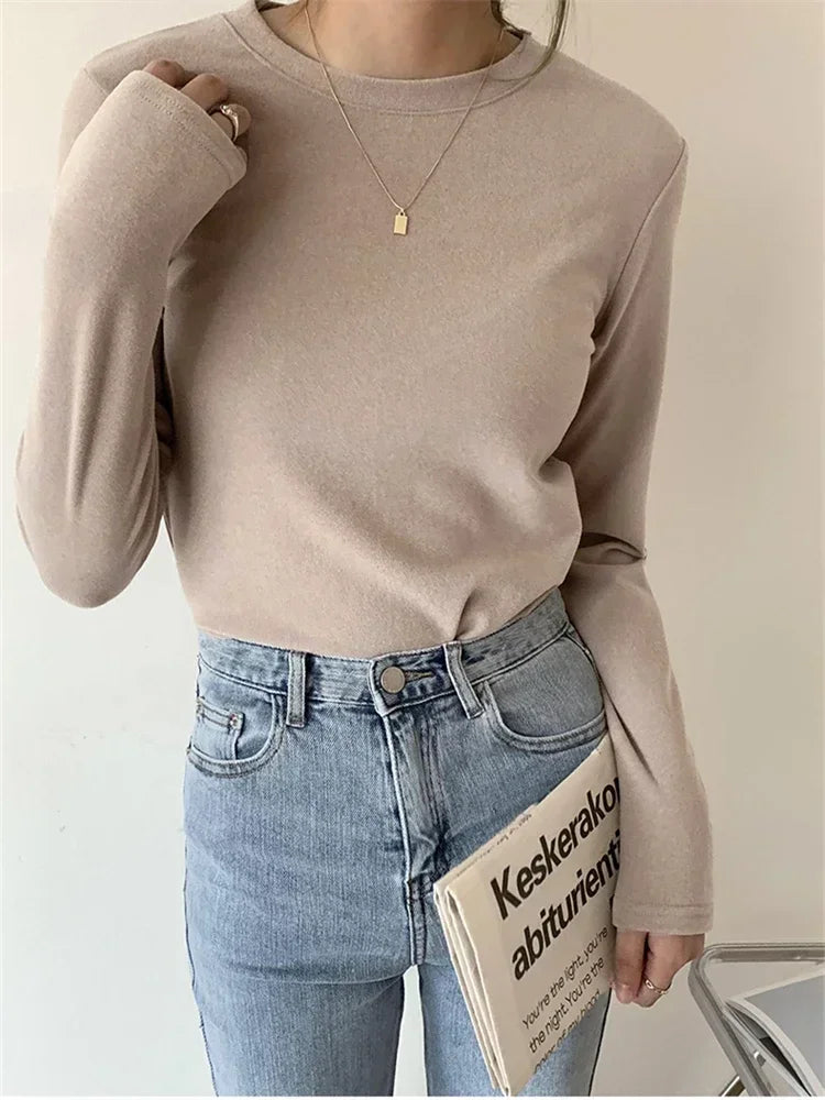 Winter Women Sweater T Shirt Women  Oversize T-Shirt Woman Clothes Female Tee Tops Pullover Long Sleeve Tube Knitted Tshirt Top
