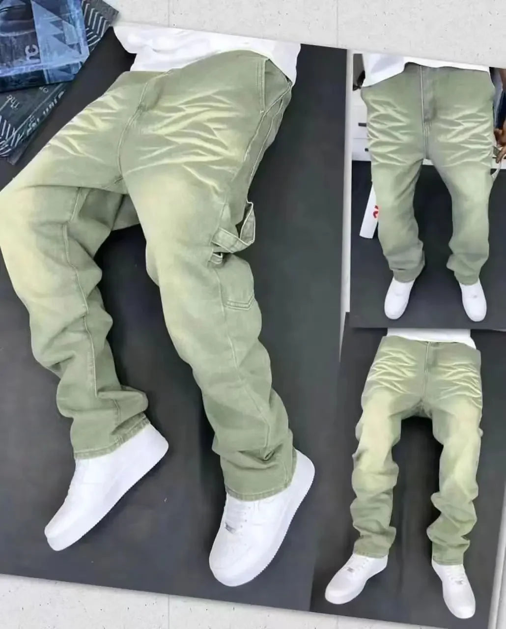 2025 Vintage Men's Jeans Distressed Vibe Bell Bottoms Clean Fit Woodworking Workwear Denim Pants For Outdoor Trade