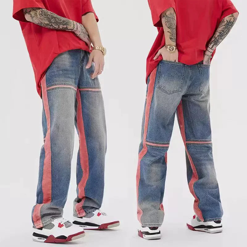 2025 Vintage Men's Jeans Distressed Vibe Bell Bottoms Clean Fit Woodworking Workwear Denim Pants For Outdoor Trade