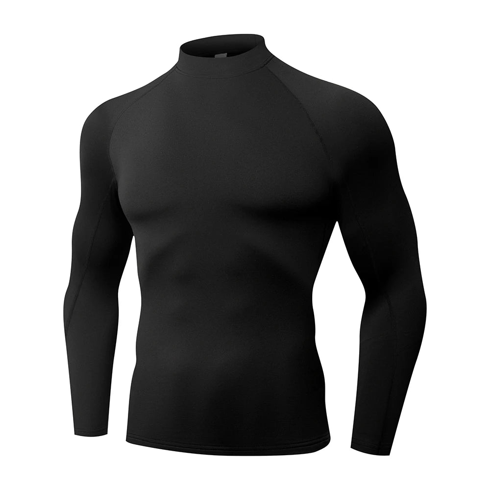 Winter T Shirt For Men Long Sleeve Tshirts Turtleneck Thermal Underwear High Quality Soft Thin fleece keep warm Shirt Homme