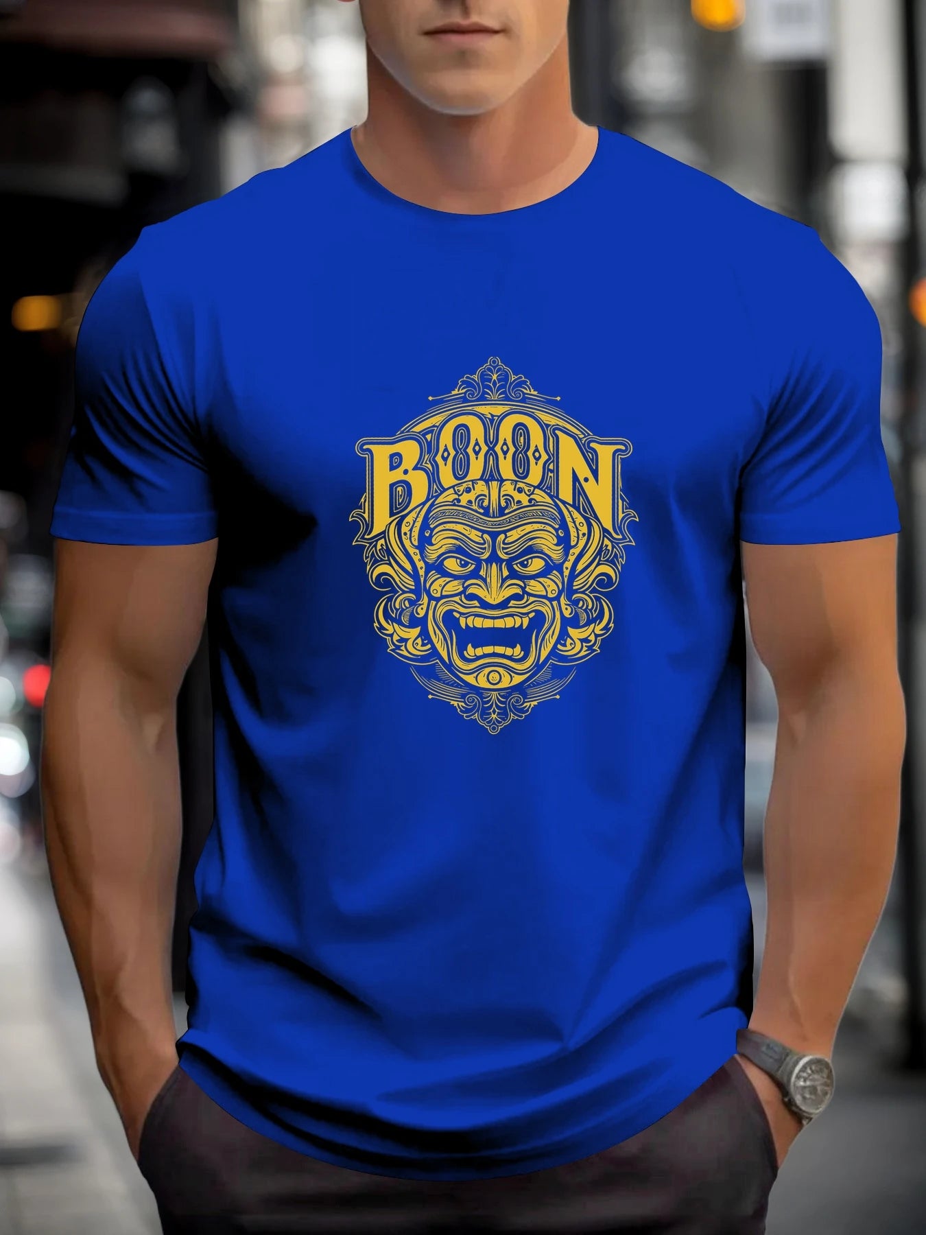 T Shirts For Men Mask 100% Cotton Graphic Printing Summer Round Neck T-Shirt Casual Breathable Street Style Daily Top