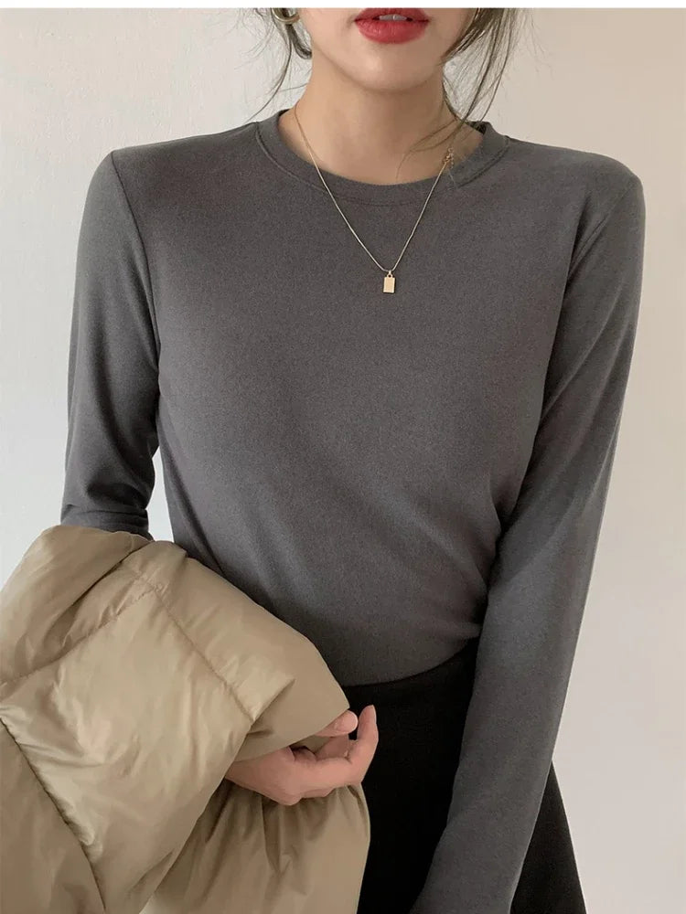 Winter Women Sweater T Shirt Women  Oversize T-Shirt Woman Clothes Female Tee Tops Pullover Long Sleeve Tube Knitted Tshirt Top