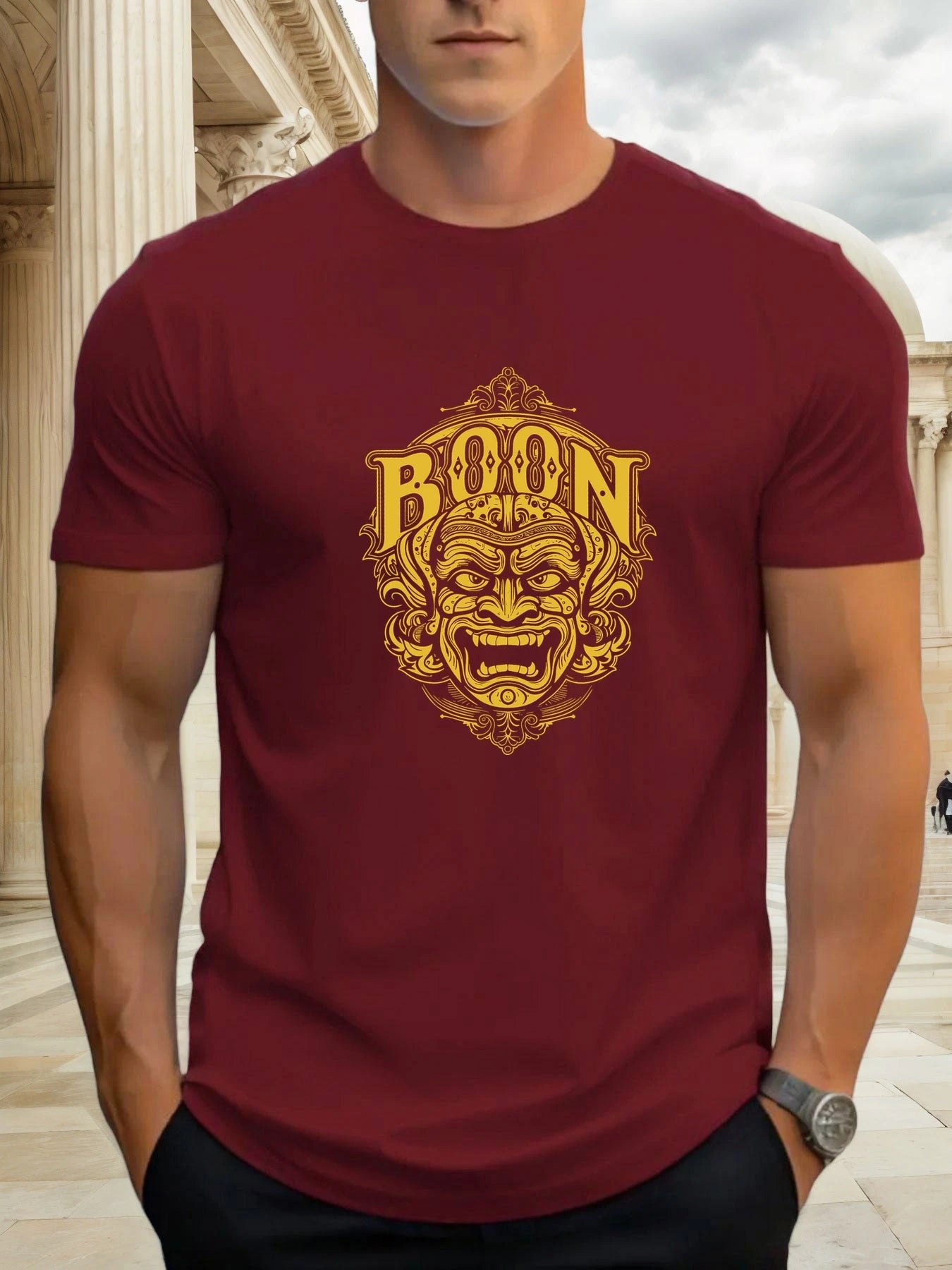 T Shirts For Men Mask 100% Cotton Graphic Printing Summer Round Neck T-Shirt Casual Breathable Street Style Daily Top