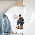Tshirt Women Tops Tee Reading Books Girl Print Casual Ladies Aesthetic Clothes  Graphic T Shirts  Harajuku