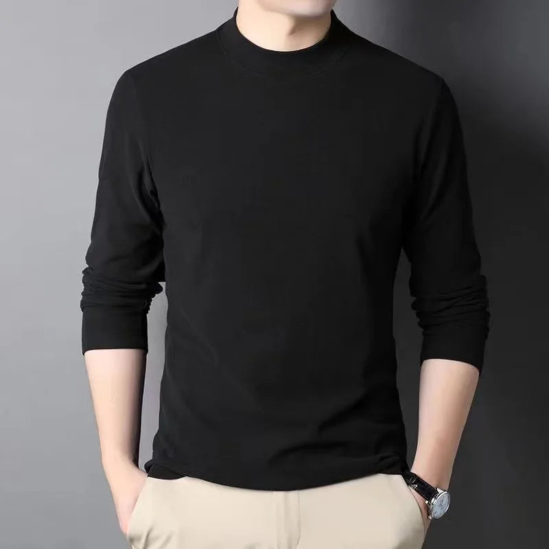 Winter Long Sleeve T-Shirt for Men Warm Mock Neck Tee for Cold Weather Comfortable Casual Top