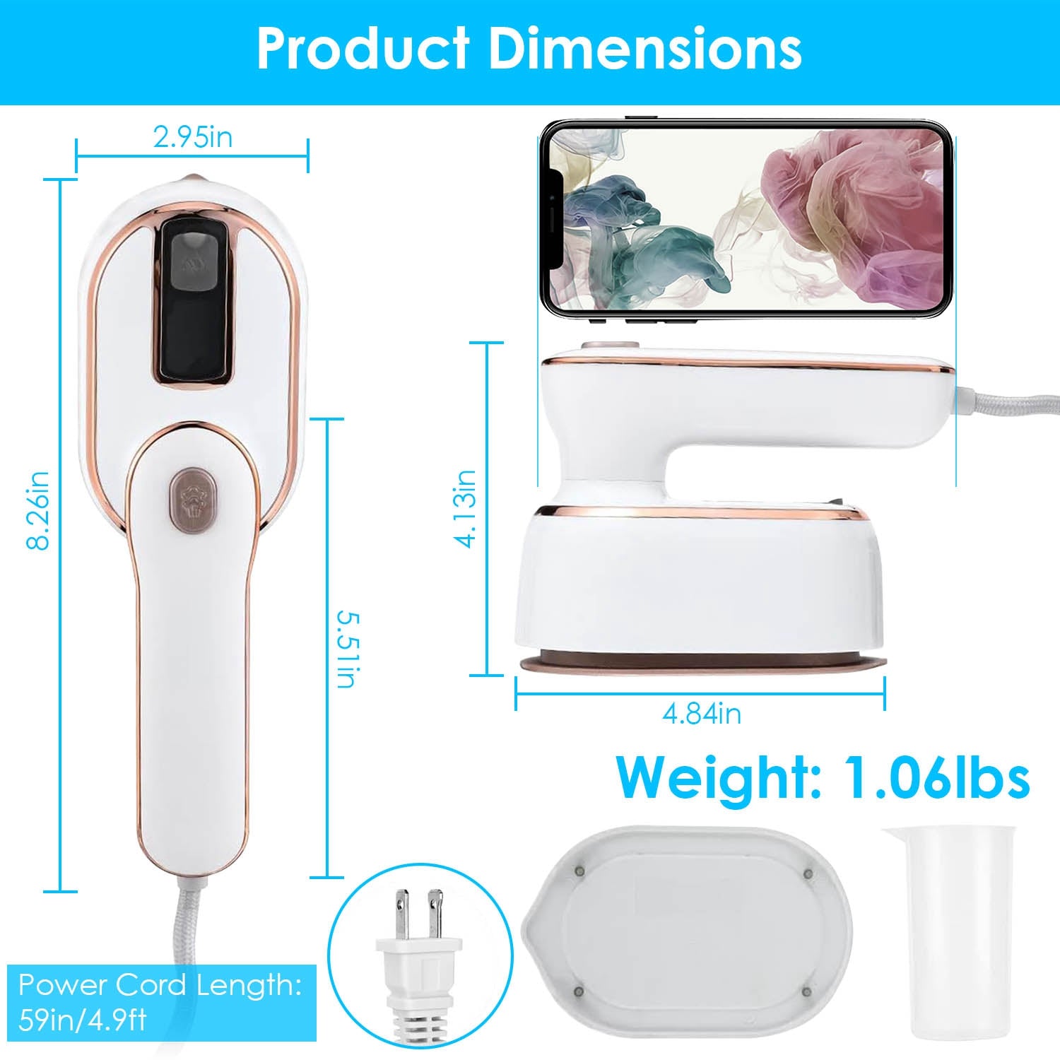 One Thousand W Portable Handheld Steamer For Hang Flat Ironing Travel Garment Steamer With 180 Degree Rotatable Handle 10S Fast Heating Clothing Wrinkles Remover For Home Office Travel