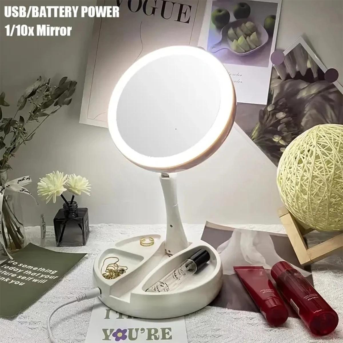 LED Illuminated Makeup Mirror, High-definition Desktop Vanity Mirror, A Must-have For Girls' Dormitories And Bedrooms.