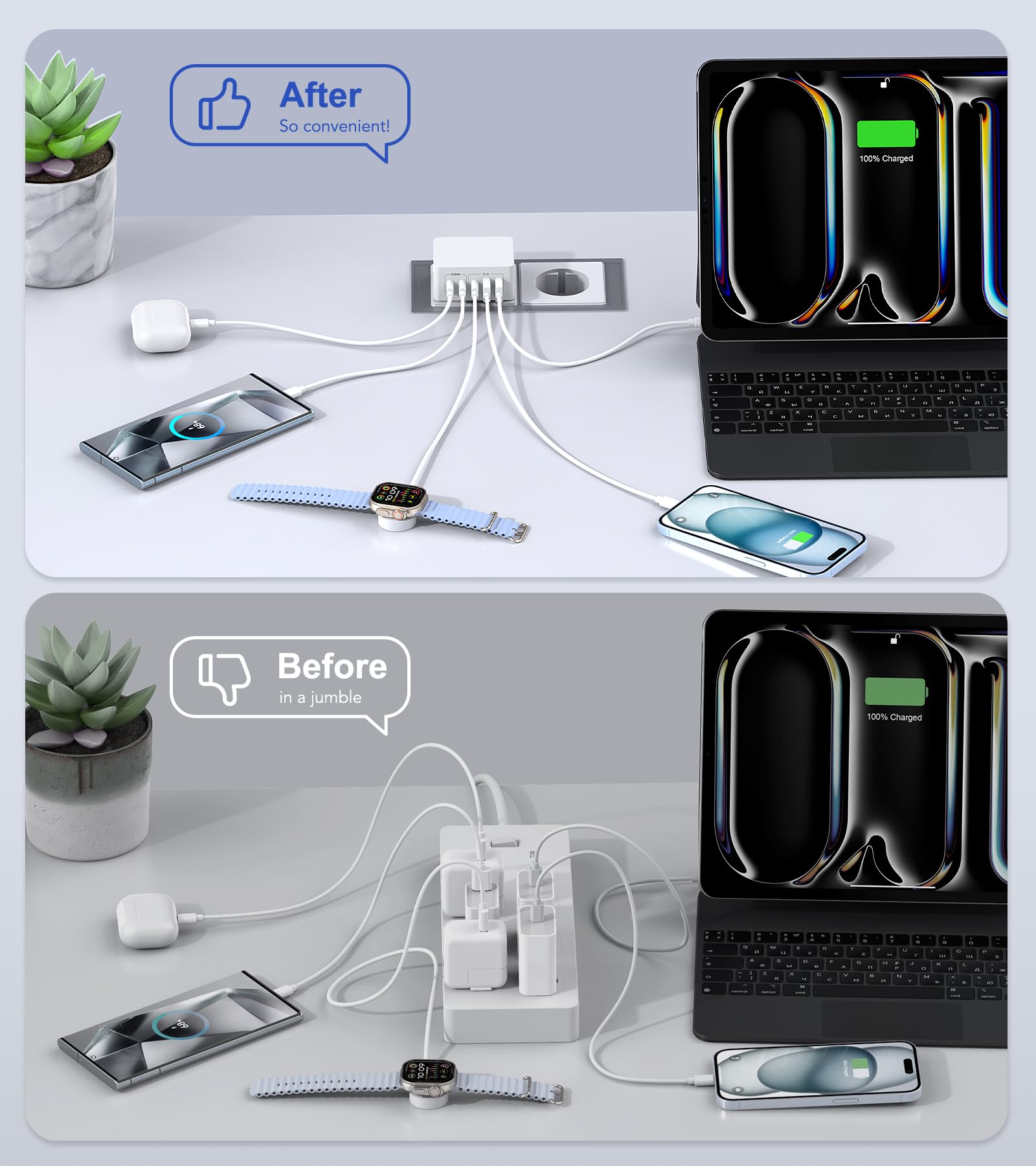Multi Port Charger Compatible With Apple And Samsung Phones 2C 2A Charging Head 4port Charger