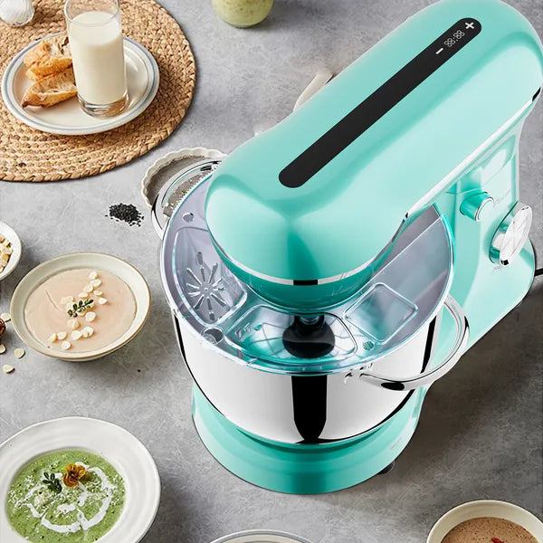 5L & 4.5L Dual  Bowls Stand Mixer, 10 Speed Tilt-Head Food Mixer With Electronic Timer, Dough Mixer With Dishwasher Safe Stainless Steel Bowls, Dough Hook, Flat Beater, Whisk For Baking,  Blue