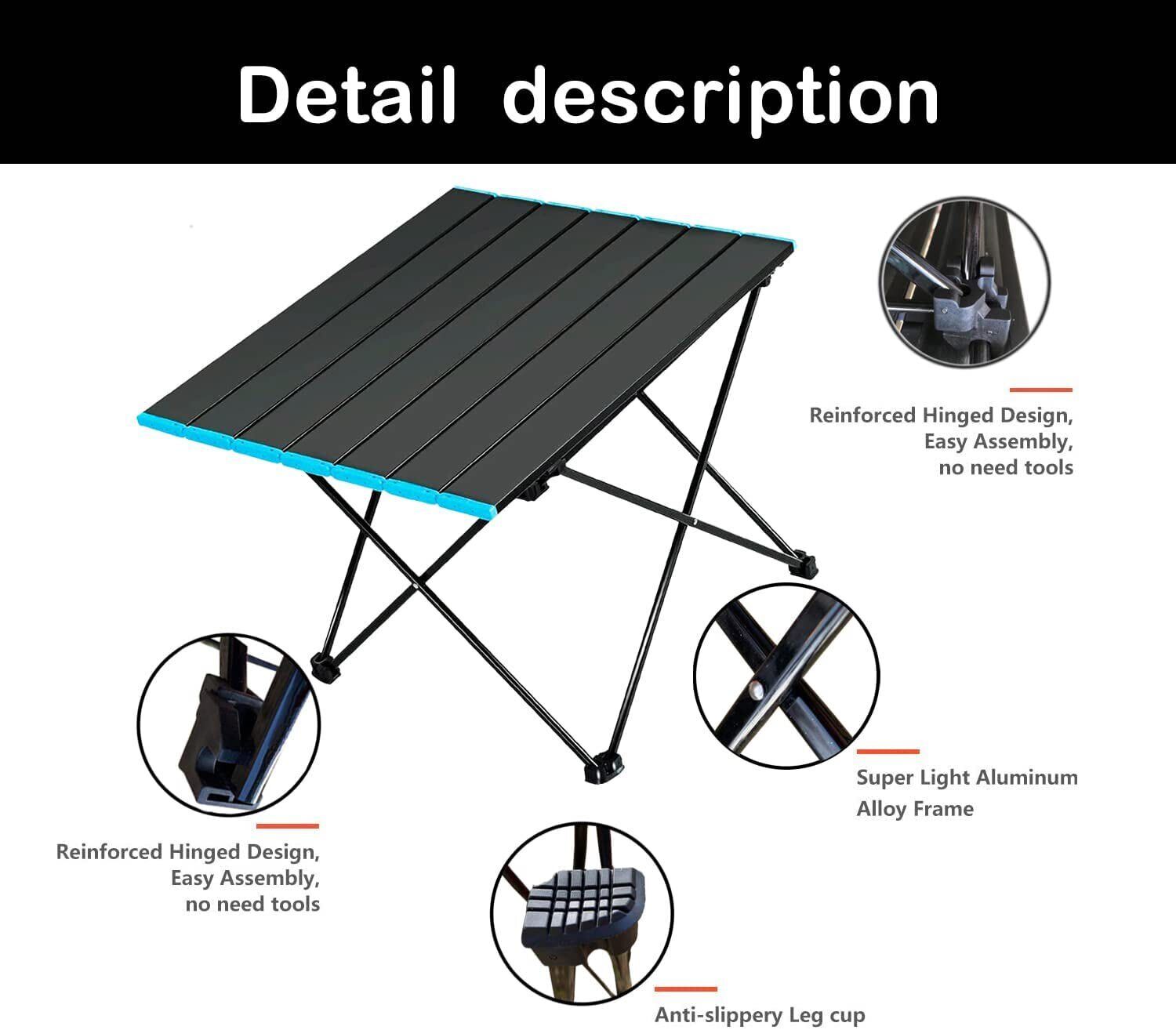 Folding Camping Table Light Weight Portable Aluminium Frame Outdoor Picnic Bag